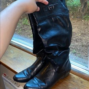 Black leather boots